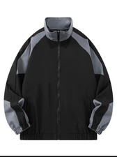 Men's Color-Block Zip-Up Jacket - Spring/Autumn Fashionable Academic Style Loose