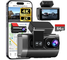 Dash Cam 4K+2K Doble Cámara WiFi GPS Visión...