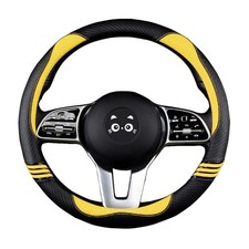 Steering Wheel Covers With Leather And Anti-slip Rubber Ring 006-yellowblack