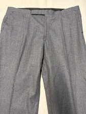 Vintage 70s Wide Leg Pleated Pants Men's Charcoal Pinstripe Wool 40x30 Talon Zip
