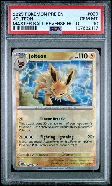 Jolteon (Master Ball Holo) #029 Prismatic Evolutions PSA 10