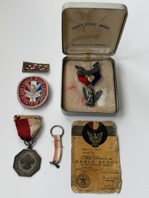 BSA Lot 1950s-60s Eagle Scout Award Order of the Arrow Sash, Merit Patches, Etc.