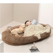 Human Dog Bed Large Size Fits You and Pets, Washable Faux Fur Dog Bed for People