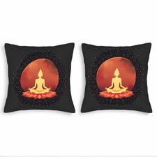 Serene Meditative Flower Throw Pillow Covers - Set of 2 18x18in Cushion Cases
