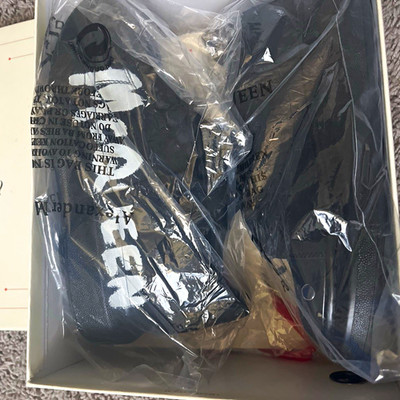 Alexander McQueen Men s Low Top Lace-Up Sneakers Black/White Graphic Print Box