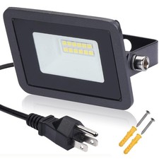 10W Waterproof LED Flood Light with Plug Outdoor Security Light for Yard Garage