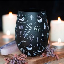 crystal witch print stemless glass