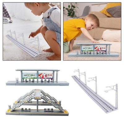 Zugset Zubehör Bausteine Bausatz Realistische Zug Schienen Szene Spielzeug für