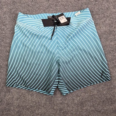 Oakley Boardshorts Mens 34 Blue Tempestas Stripe Hydrolix 20'' Pinnacle Repreve