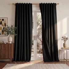 NICETOWN 2-Layer 100% Blackout Curtain Panel Set, Black, 52 in W x 95 in L, 2