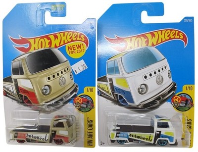 2 Hot Wheels Volkswagen T2 Pickup HW Art Cars 1/10 Color Card Vari DieCast #D-41