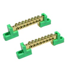 Terminal Bus Bar 2 PCS 8 Position Brass Wire Screw Grounding Strip Block Art