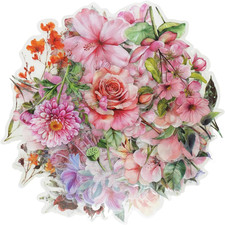 150 PCS Natural Transparent Flower Stickers for Scrapbooking, Vintage Watercolor