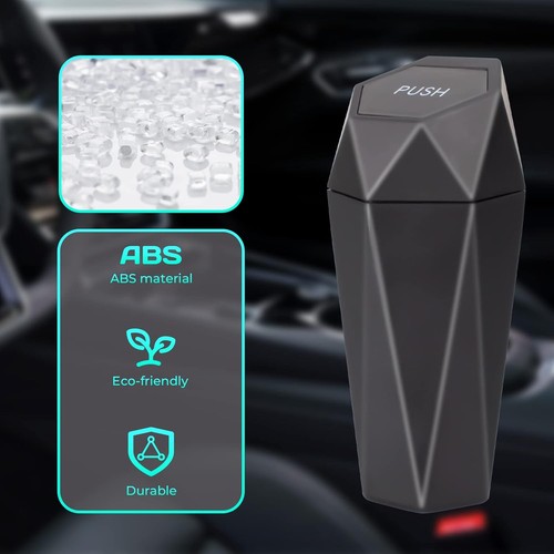 Auto Mülleimer mit Deckel, 2 Packungen Diamond Design Mini Getränkehalter 2 Stück, Schwarz - Bild 7 von 7