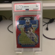 2021 PANINI PRIZM - #358 AMON-RA ST. BROWN RED WAVE 84/149 ROOKIE CARD - PSA 9