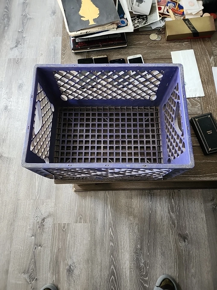 Caja de leche grande de plástico para lácteos Santee Dairies de colección banda de metal Foto 3 de 4