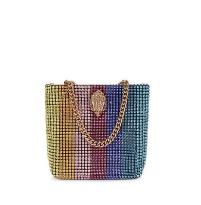 NWT Kurt Geiger London Multi Color CRYSTAL RHINESTONE MINI DRENCH PARTY TOTE