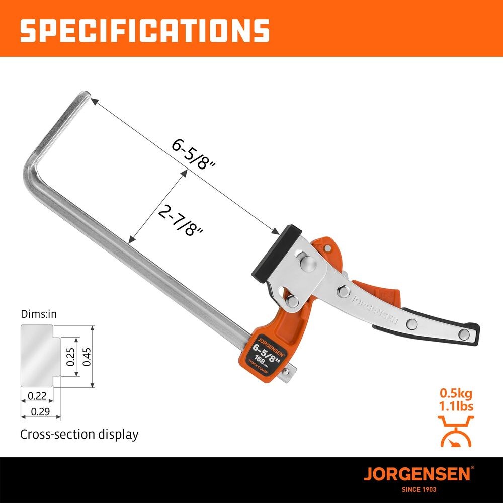 Jorgensen 2PC 6-5/8" Ratcheting Table Clamp Quick Release Track Saw Clamp 400lbs