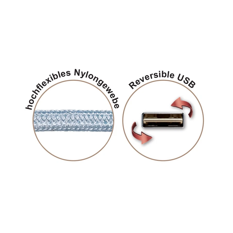 USB Daten Ladekabel USB-A zu USB-C Winkel-Stecker 1m grau/rot bis 480 Mbit/s - Bild 2 von 2