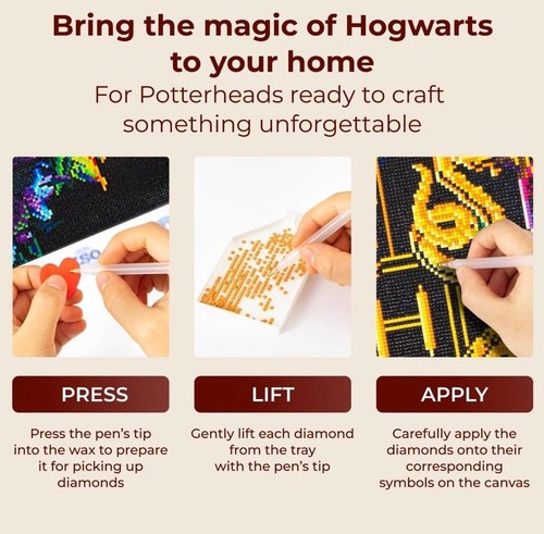 Diamond Painting Art Kit Harry Potter Hogwarts Crest Symbol New - Picture 3 of 5