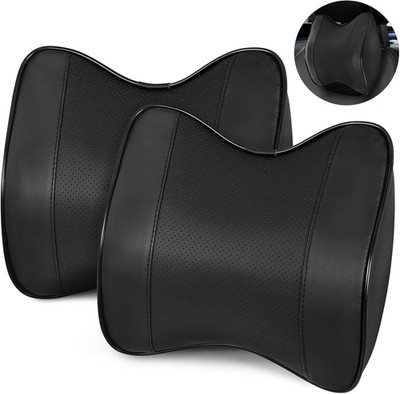 2 Pack Car Neck Pillow, Softness Leather Car Headrest Pillow, 100% Memory Foam a