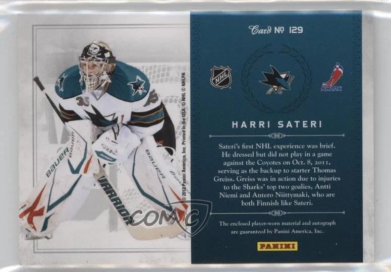 2011 Panini Rookie Anthology Treasures Signatures /499 Harri Sateri #129 Auto RC - Image 2 of 2