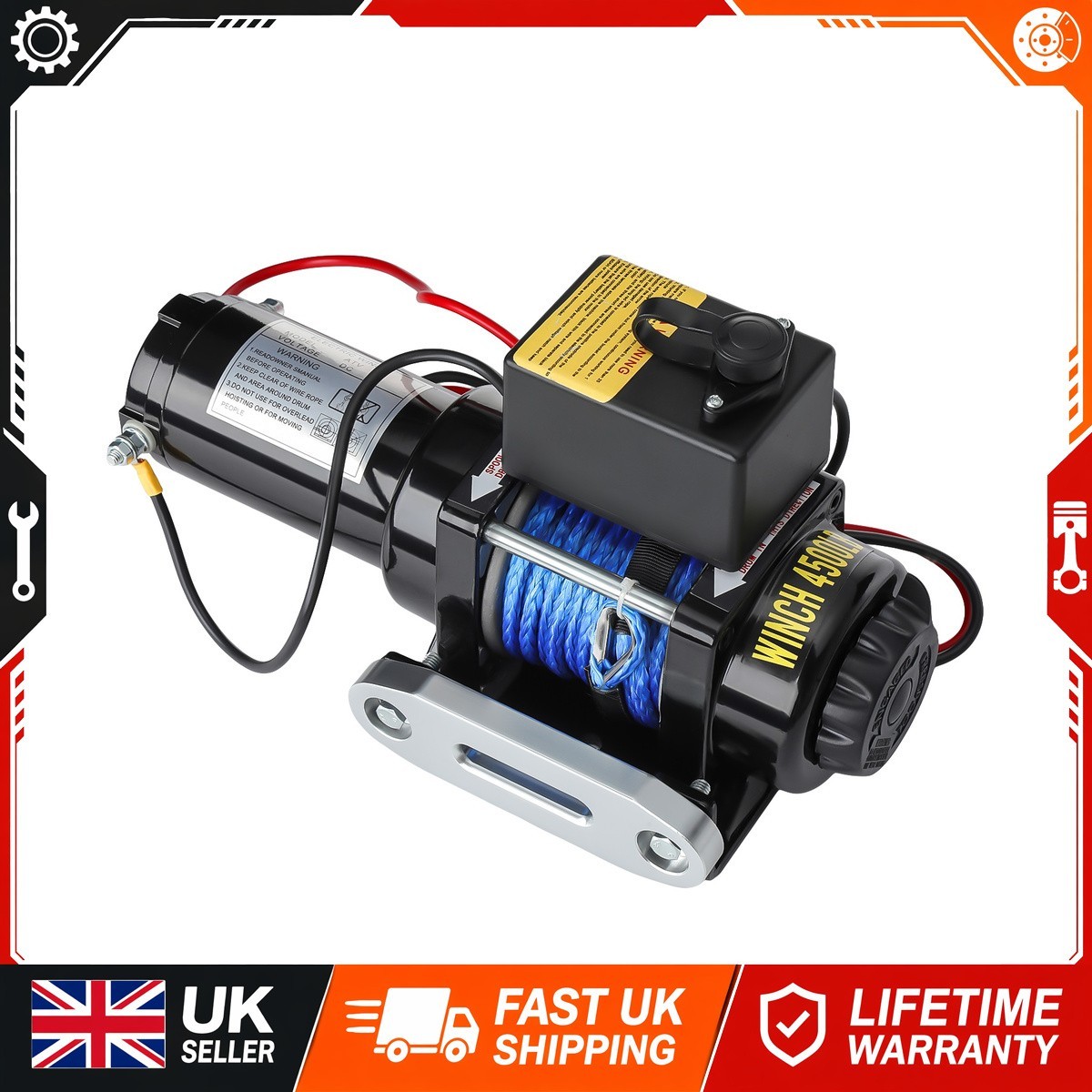 12V 4500lb/2041kg Car Electric Winch Fiber Rope With 2 Wireless Remote Controls - Image 36