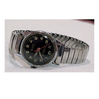 Rodania Incabloc 17 Jewels Men's Antimagnetic Wristwatch Black Dial Silver Metal