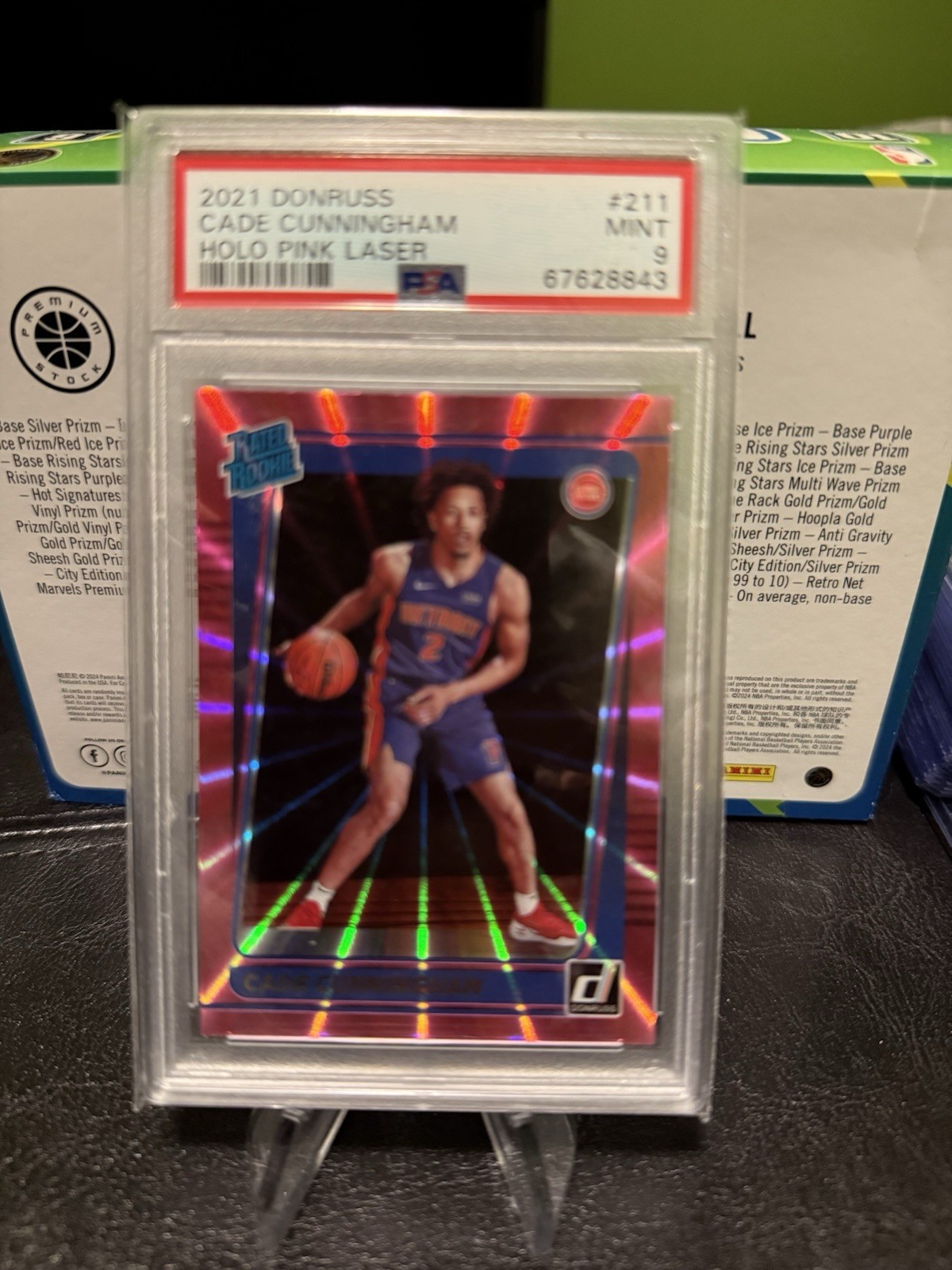 2021 Panini Donruss Rated Rookie Cade Cunningham #211 Holo Pink Laser PSA 9