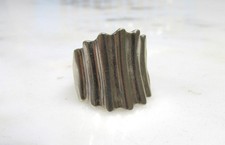 Unisex Ribbed Sterling Silver Concave Dome Ring Size 7.75 8.5grams 5-A297
