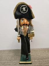 Vintage Wooden Holiday Nutcracker Pirate 15” Tall