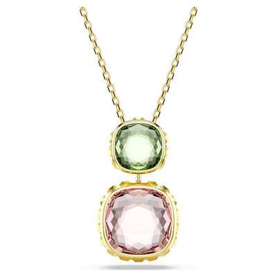 Swarovski Chroma Twist Pendant Reversible Blue Pink Green Gold-Tone Plated New