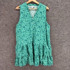 Nine West Dress Women 2XL Blue Floral Button V-Neck Sleeveless Shift Short Rayon