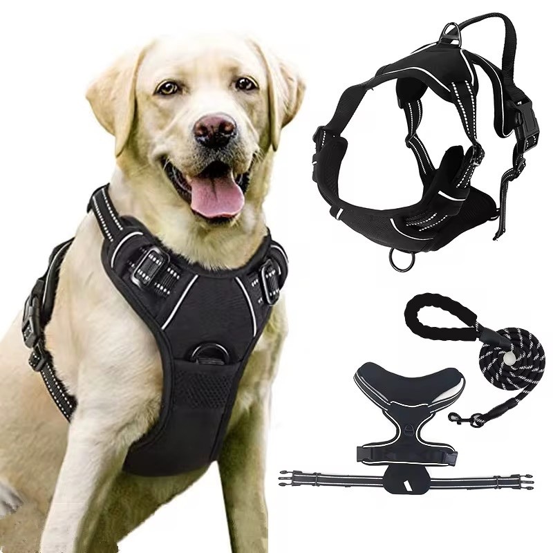 Dog Harness with 2 Leash Clips No-Pull Reflective Vest for Large