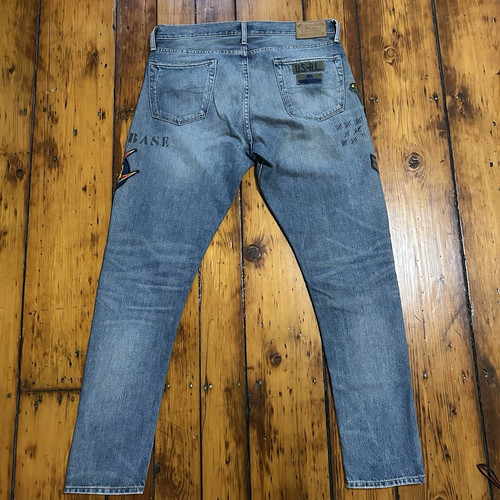 Ralph Lauren Polo Aztec Military Tiger Patchwork Sportsman Denim Patch Jean 35 - Picture 9 of 20