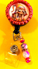 Gnome Hippie 1 Id badge holder retractable alligator clip