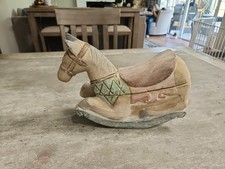 Vintage Hand Carved Hand Painted Wooden Rocking Horse Thailand Folk Art Box