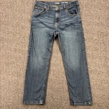 Wrangler Boys Classic Straight Leg Jeans Medium Wash Blue Size 16 Husky Stretch