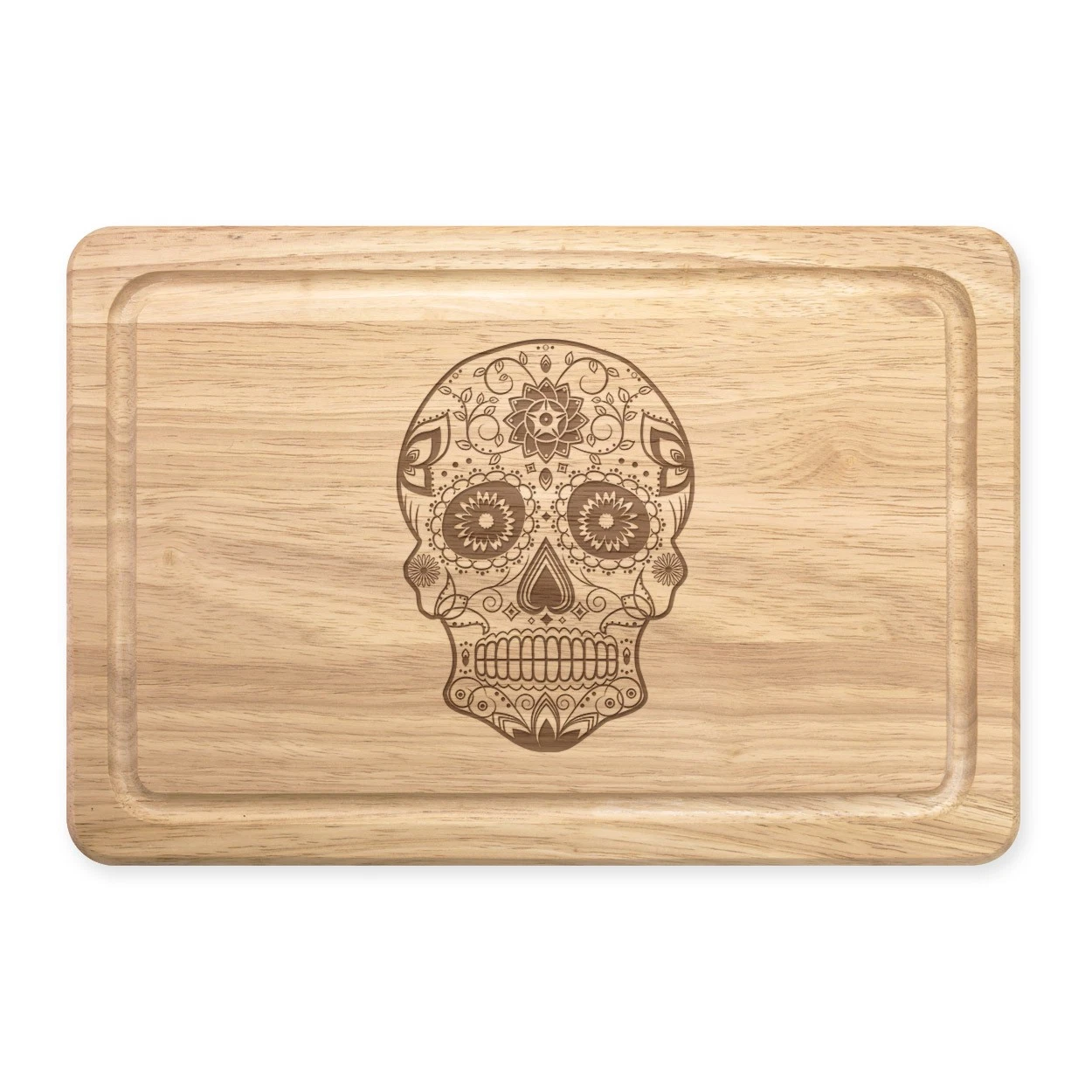 Negro Sugar Candy Calavera Rectangular Madera Tabla de Cortar - Divertido