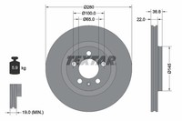 2X Bremsscheibe Pro+ Textar 92082305 FüR VW Golf Audi Skoda Seat Leon A3 Octavia