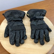 Harley Davidson VTG Skull Black Genuine Leather Gortex Biker Gloves Men Sz S