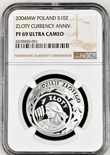 2004 Poland 10 Zlotych Silver Władysław Grabski ZLOTY Anniv Silver NGC PF 69 UC