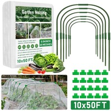 GonLei 10x 50FT Garden Mesh Netting Kit Raised Beds (6 Pcs Garden Hoops & 18 ...