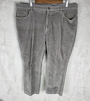 LL Bean Mens 40x29 Standard Fit Corduroy Pants Grey Cotton Stretch 502837