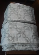 West Elm 48W x 96L Off white/Grey Linen Sheer Drapes. Set of 2