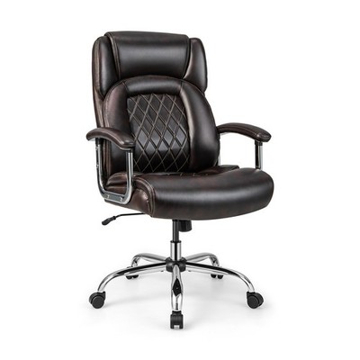 Adjustable Leather Task Chair 500LBS High Back Big & Tall Office Chair Brown