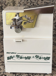 Vintage Rival Electric Can Opener White Green Callaway Ivy Tested Model 781-6