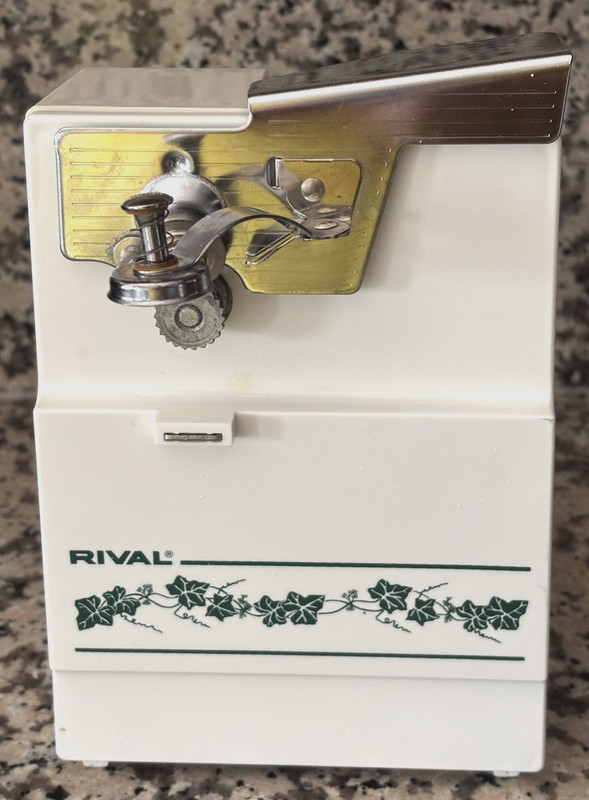Vintage Rival Electric Can Opener White Green Callaway Ivy Tested Model 781-6