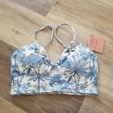 NWT Shade  Shore Blue Tropical Print Bikini Top Size Small