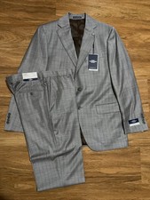 NWT Hart Schaffner Marx Chicago Fit Grey Striped 2 Piece Wool Suit 38R 32W 795